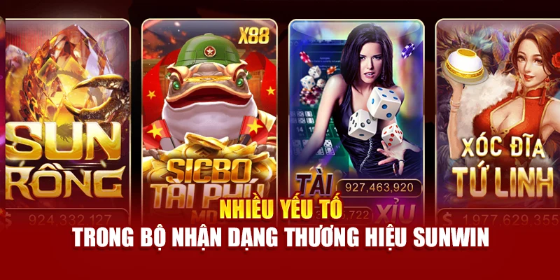 Nhiều yếu tố trong bộ nhận dạng thương hiệu Sunwin